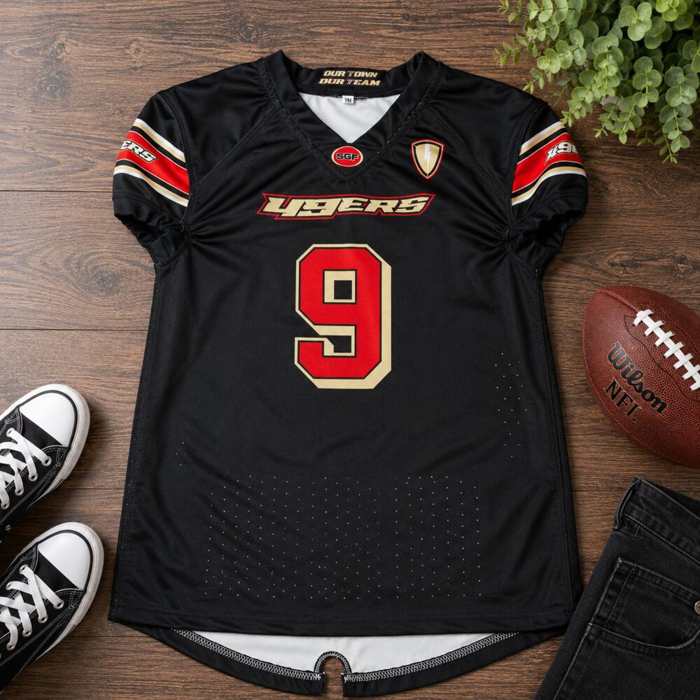 SAN FRANCISCO 49ERS FOOTBALL MESH MEDIUM YOUTH BOYS JERSEY #9 Black (80)